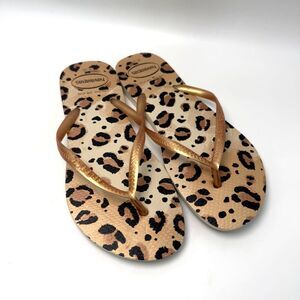 Havaianas Women's 10/10 EU 41/42 Animal Leopard Print Flip Flops Sandals